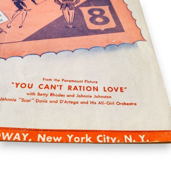 Lot of 2 VTG 1944 Sheet Music WWII Era Dinah Shore Movie Tin Pan Alley - Picture 4 of 15